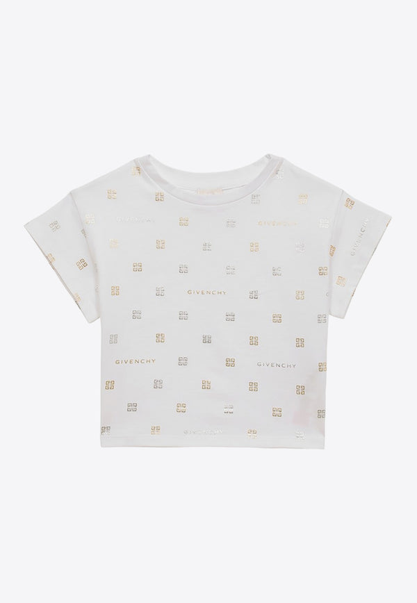 Givenchy Kids Girls All-Over 4G Logo T-shirt White H30076-ACO/O_GIV-10P