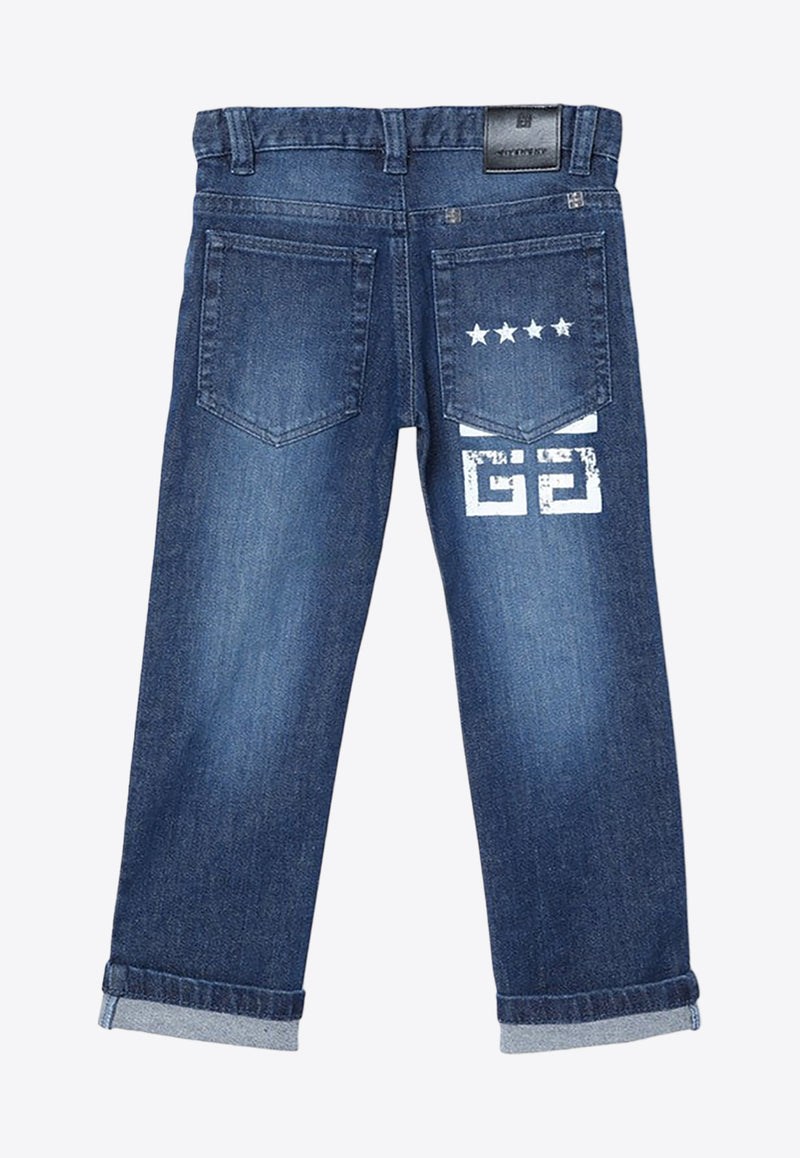 Givenchy Kids Girls 4G Monogram Washed Jeans Blue H30306-ADE/P_GIV-Z10