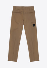 Givenchy Kids Boys Logo Patch Straight-Leg Pants Beige H30307-ACO/P_GIV-263