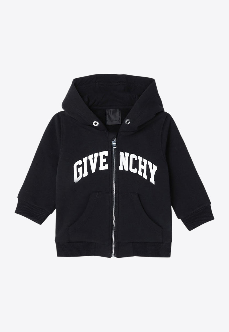 Givenchy Kids Boys Logo Print Zip-Up Hoodie Black H30466-BCO/P_GIV-09B