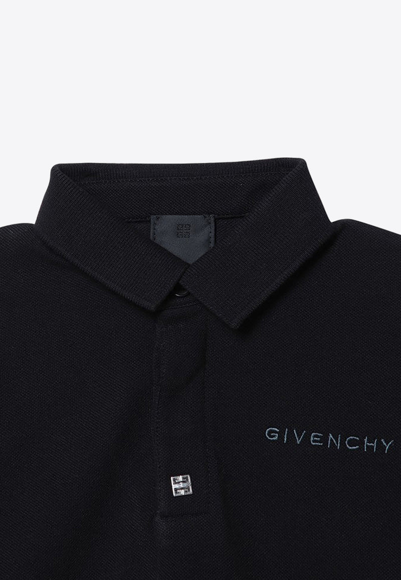 Givenchy Kids Boys Logo Embroidered Polo T-shirt Black H30555-ACO/P_GIV-09B