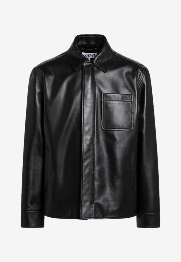 Loewe Anagram Embossed Leather Jacket Black H526Y31L35LE/Q_LOEW-1100