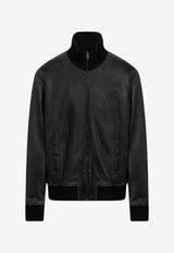 Loewe Vintage Effect Leather Bomber Jacket Black H526Y34L17LE/P_LOEW-8946