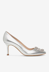 Manolo Blahnik Hangisi 70 Crystal Buckle Pumps HANGISI CLC 70 SILVER 0454 1428-0001 Silver