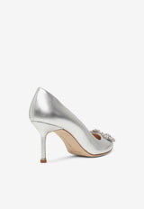 Manolo Blahnik Hangisi 70 Crystal Buckle Pumps HANGISI CLC 70 SILVER 0454 1428-0001 Silver