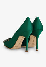 Hangisi 105 Satin Pumps with FMC Crystal Buckle Manolo Blahnik HANGISI FMC 105 GREEN 3206 0664-0048