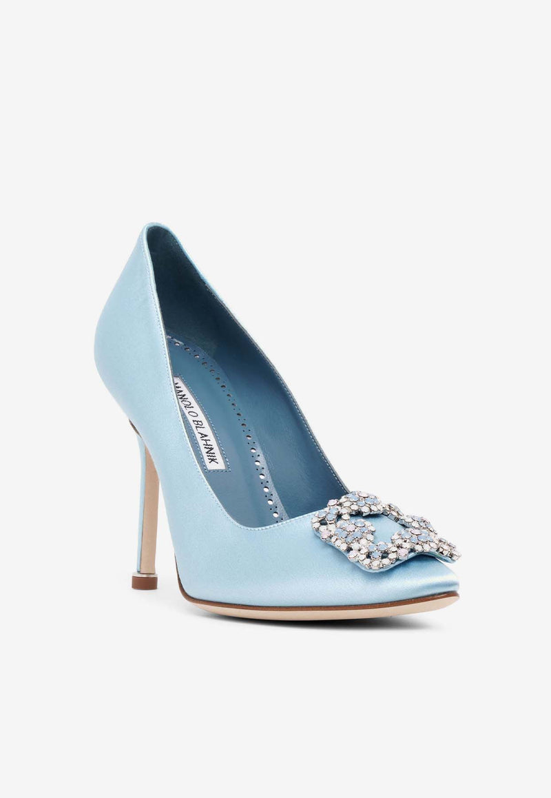 Hangisi 105 Satin Jewel Buckle Pumps Manolo Blahnik HANGISI OPAL 105 BLUE 4535 1755-0001