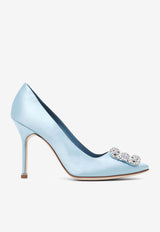 Hangisi 105 Satin Jewel Buckle Pumps Manolo Blahnik HANGISI OPAL 105 BLUE 4535 1755-0001