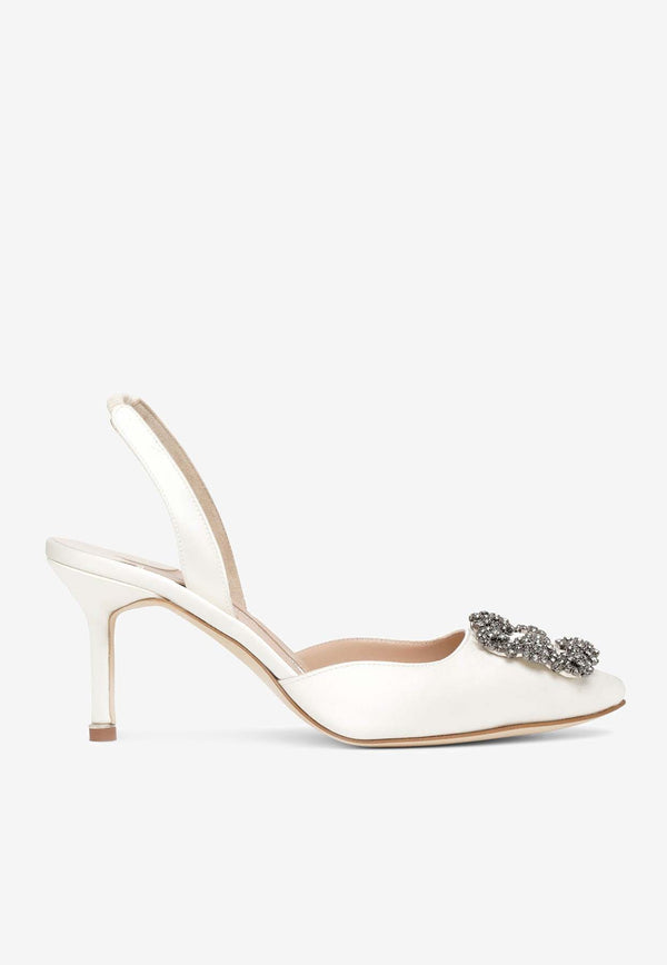 Hangisi 70 Satin Slingback Pumps Manolo Blahnik HANGISLI FMC 70 CREAM 1309 0473-0005