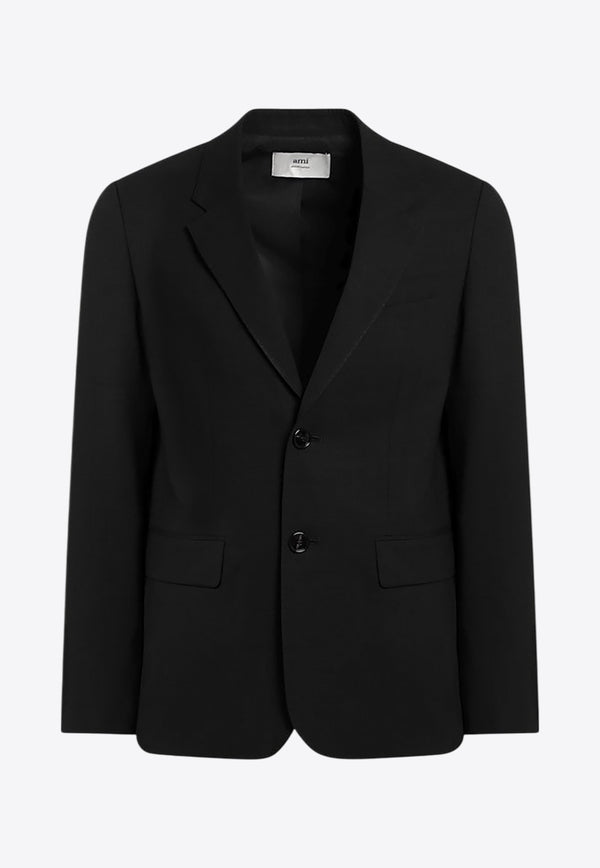 AMI PARIS Single-Breasted Wool Blazer Black HBV008WV0066/Q_AMI-001