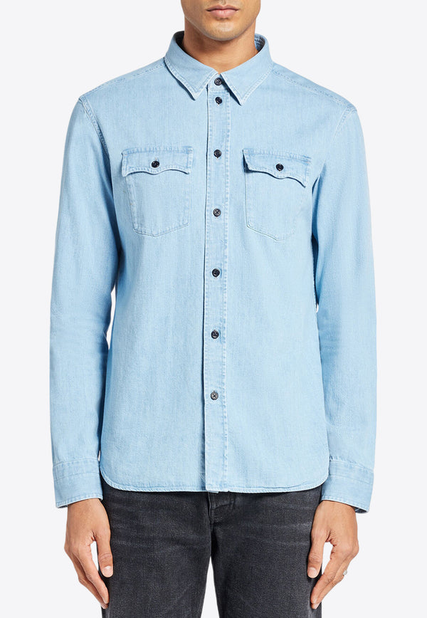 Tom Ford Long-Sleeved Denim Shirt HDS006-FMC136F24 HB001 Blue