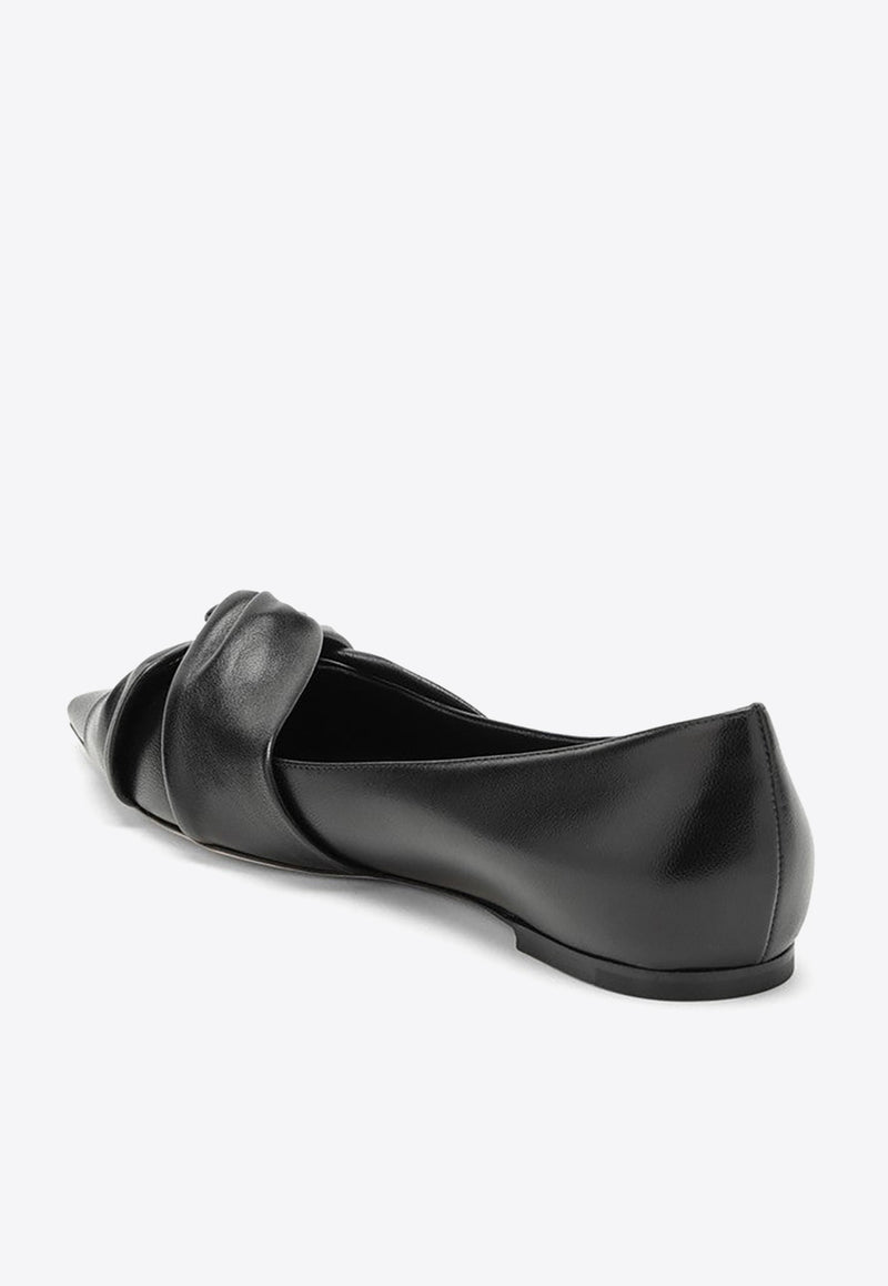 Jimmy Choo Hedera Knot-Detail Leather Shoes HEDERAFLATNAP/O_JIMCH-BLK