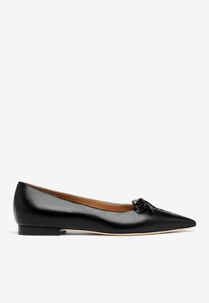 Malone Souliers Hedy Pointed Ballet Flats in Nappa Leather HEDY 10-4 BLACK Black