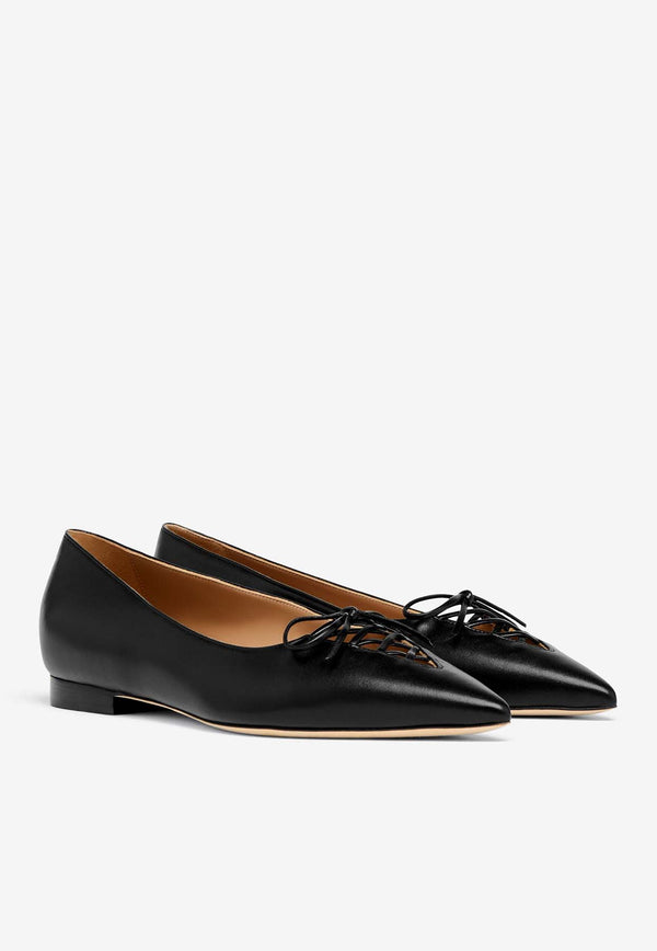 Malone Souliers Hedy Pointed Ballet Flats in Nappa Leather HEDY 10-4 BLACK Black