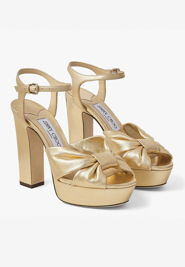 Jimmy Choo Heloise 120 Platform Sandals in Metallic Nappa Leather HELOISE 120 MNA GOLD