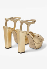 Jimmy Choo Heloise 120 Platform Sandals in Metallic Nappa Leather HELOISE 120 MNA GOLD