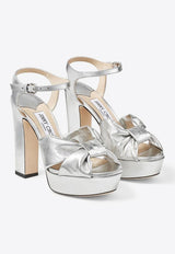 Heloise 120 Metallic Nappa Leather Platform Sandals Jimmy Choo HELOISE 120 MNA SILVER