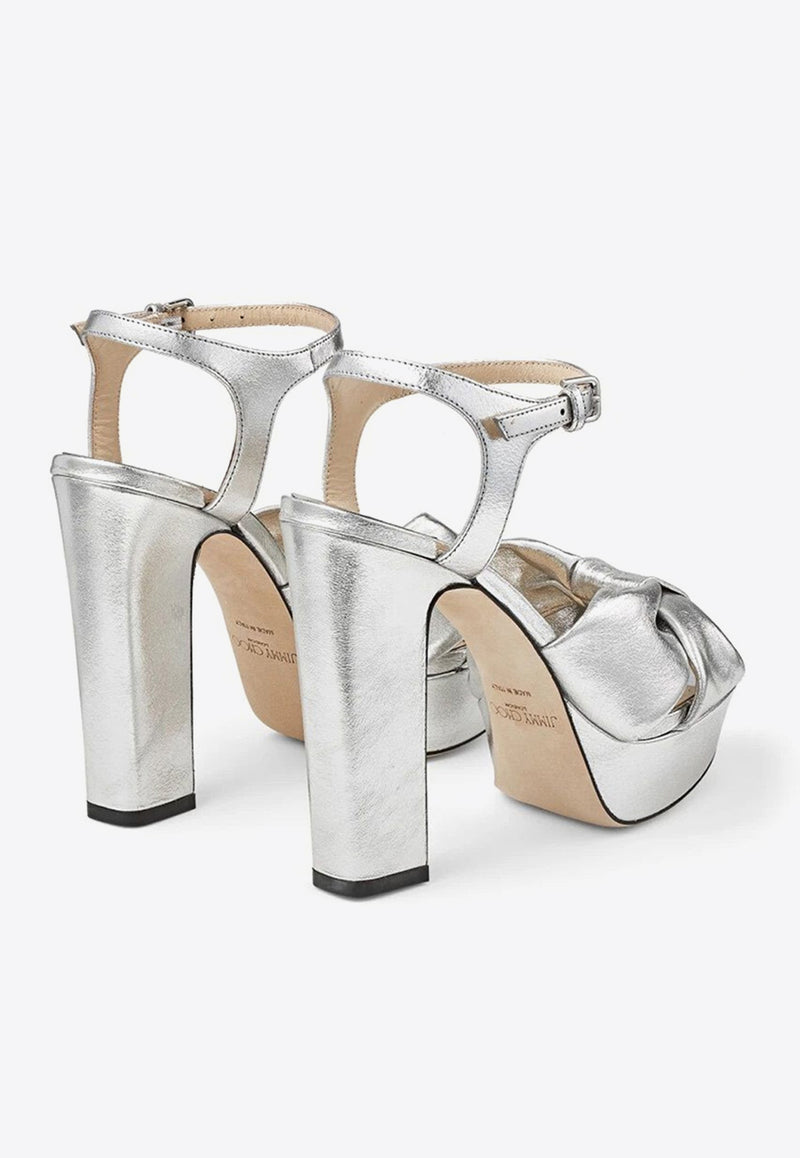 Heloise 120 Metallic Nappa Leather Platform Sandals Jimmy Choo HELOISE 120 MNA SILVER