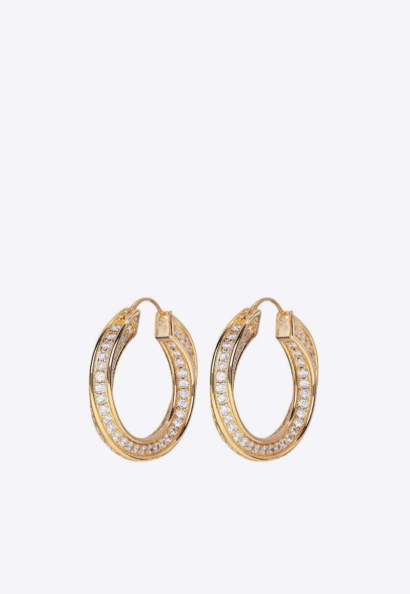 Crystal Haze Jewelry Heritage Grande Paved Hoop Earrings Gold HERITAGEHOOPS GRANDE PAVÃˆGOLD