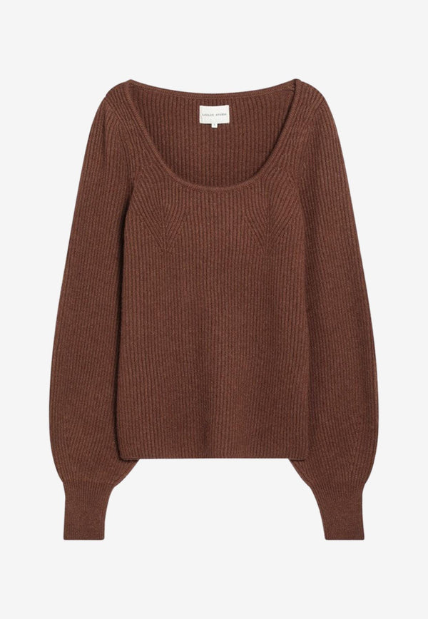 Loulou Studio Ribbed Cashmere Sweater Brown HERMUSWS/P_LOULO-MO