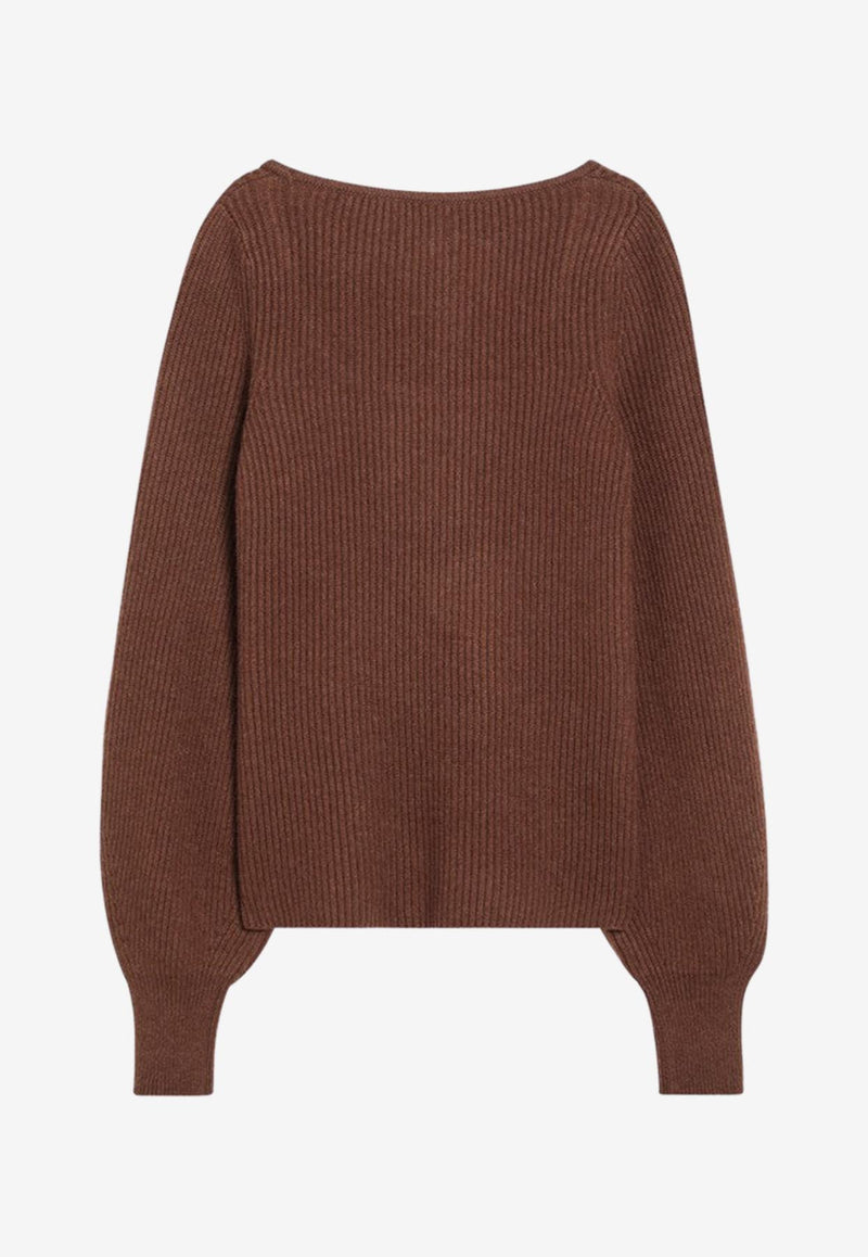 Loulou Studio Ribbed Cashmere Sweater Brown HERMUSWS/P_LOULO-MO