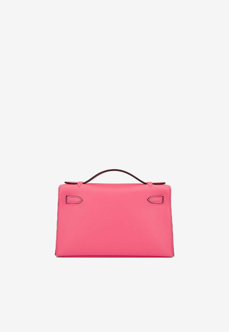 Hermès Kelly Pochette Clutch Bag in Rose Azalee Swift with Palladium Hardware