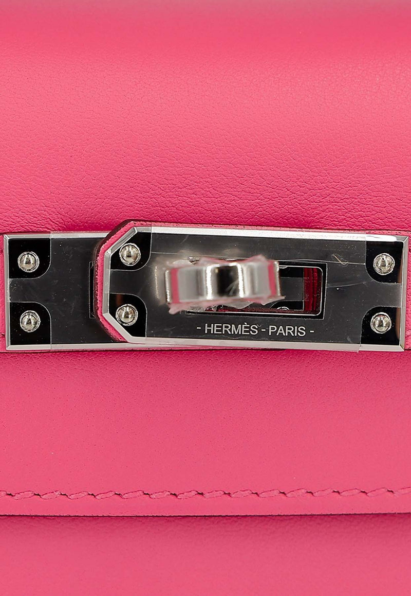 Hermès Kelly Pochette Clutch Bag in Rose Azalee Swift with Palladium Hardware