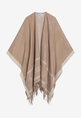 Max Mara Hilde Logo Jacquard Wool Poncho Beige HILDEWO/Q_MAXM-007