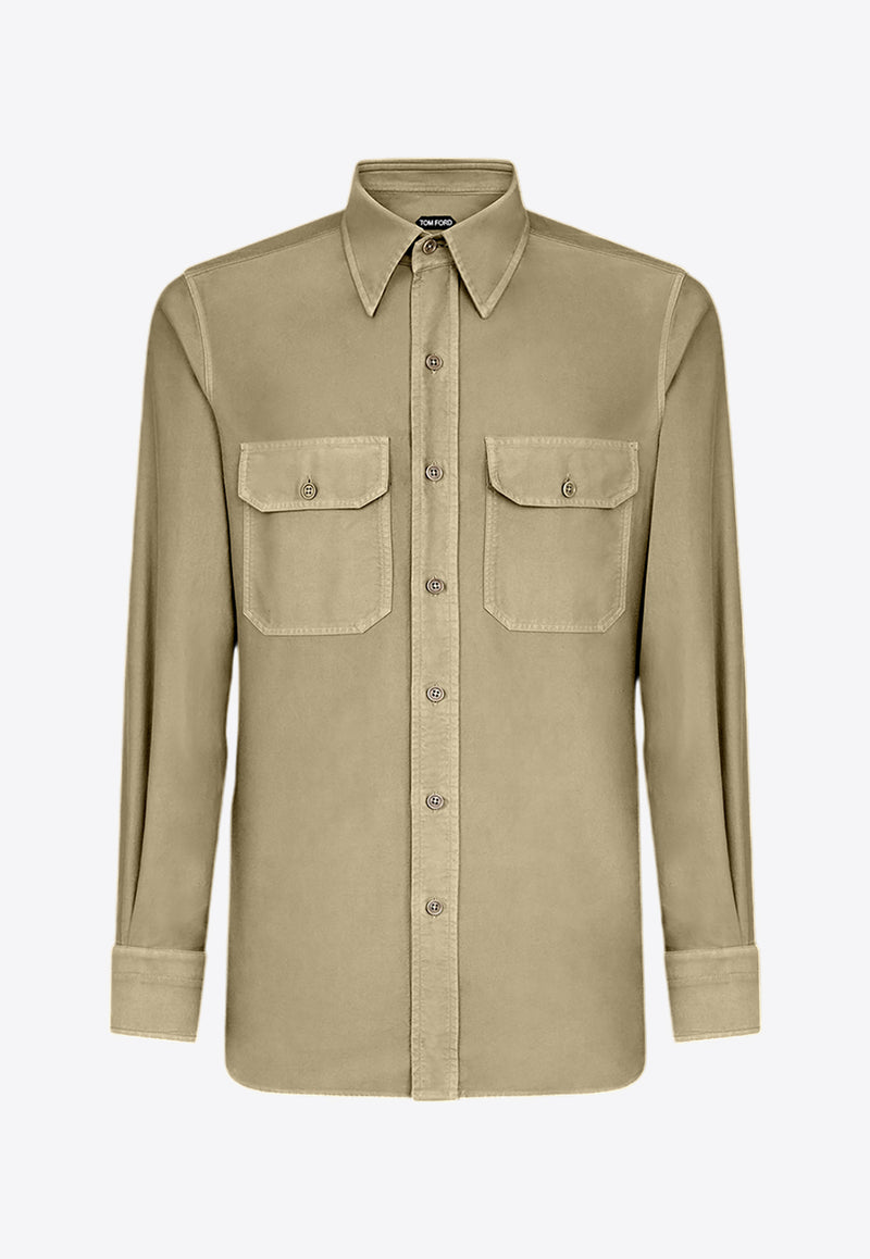 Tom Ford Long-Sleeved Shirt HME001-FMC120F24 FG509 Khaki