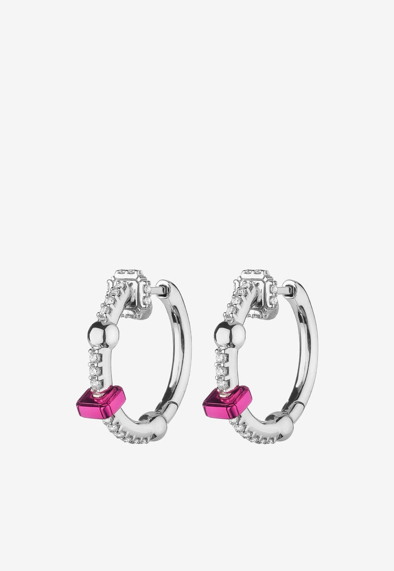 EÉRA Mini Hoop Earrings in 18-karat White Gold with Diamonds Silver HPERFP14U1