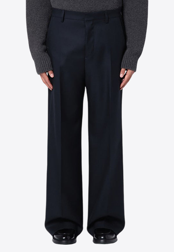 AMI PARIS Wide-Leg Wool Tailored Pants Navy HTR423WV0053/P_AMI-4011