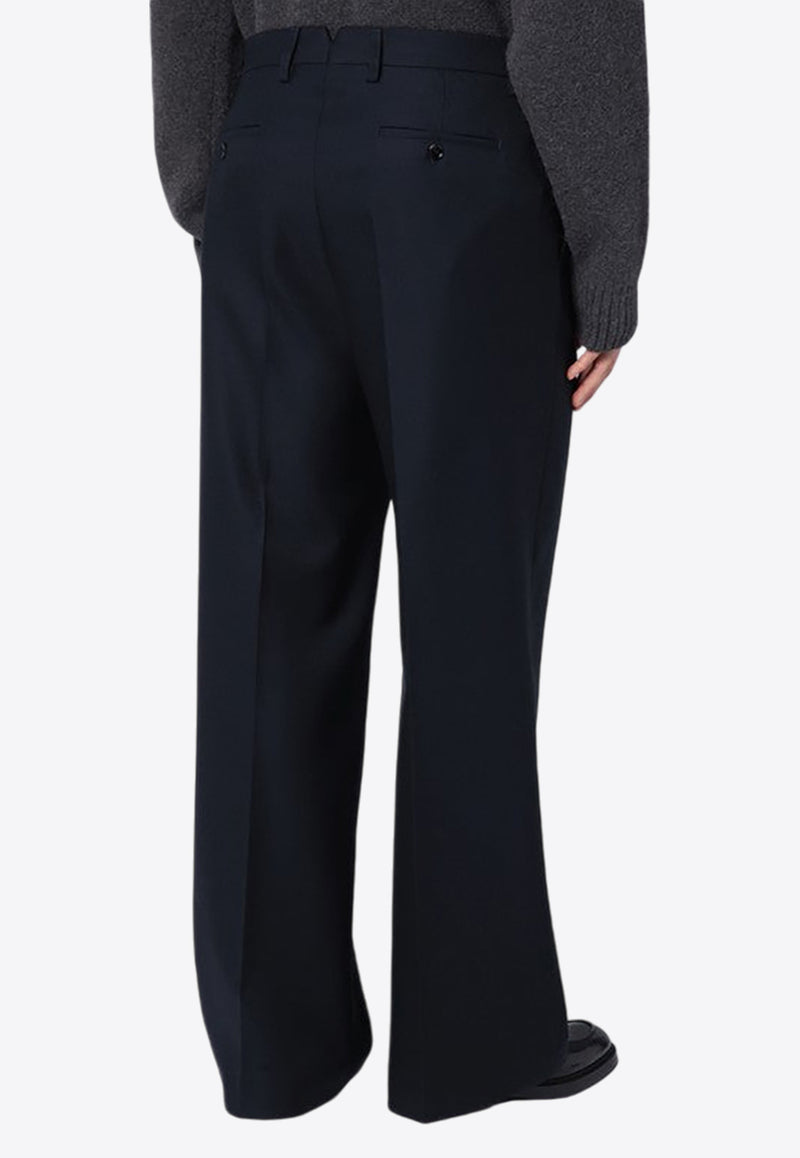 AMI PARIS Wide-Leg Wool Tailored Pants Navy HTR423WV0053/P_AMI-4011