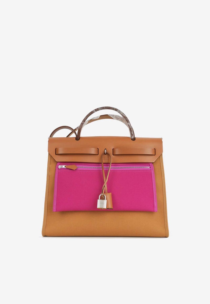 Hermès Herbag Zip 31 in Dune, Magnolia Toile and Fauve Hunter with Palladium Hardware