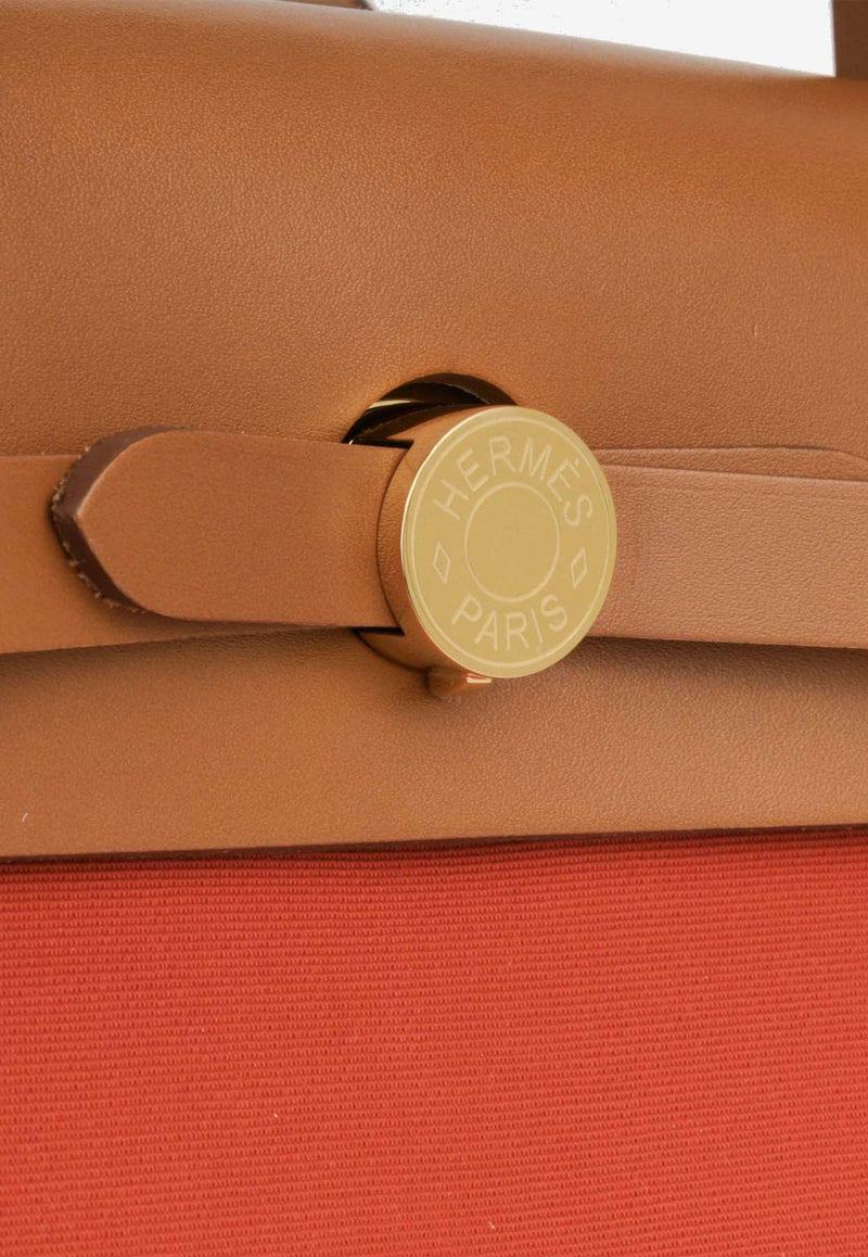 Hermès Herbag 31 in Orange Mecano, Cuivre Toile and Fauve Vache Hunter with Gold Hardware