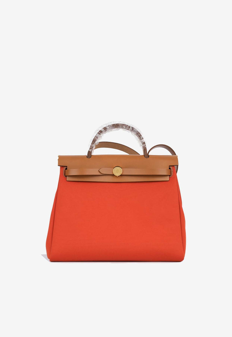 Hermès Herbag 31 in Orange Mecano, Cuivre Toile and Fauve Vache Hunter with Gold Hardware