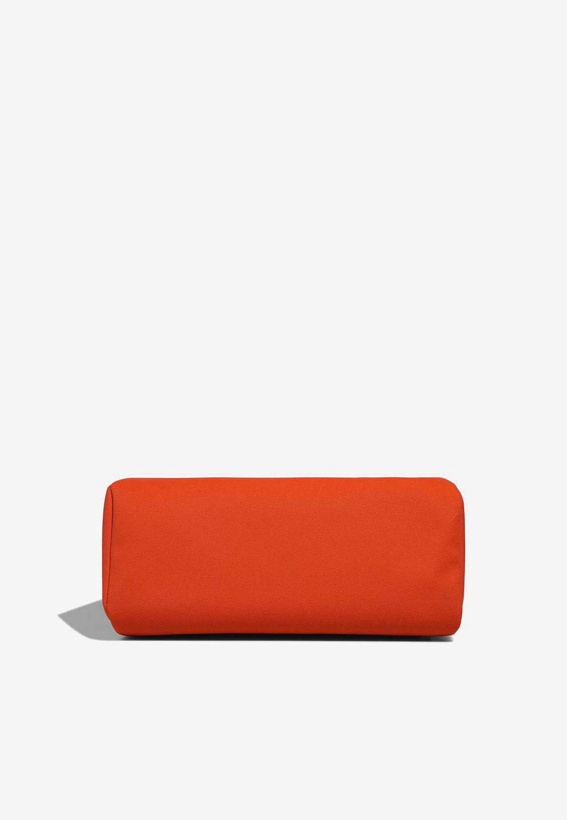 Hermès Herbag 39 in Orange Mecano Toile and Fauve Vache Hunter with Palladium Hardware