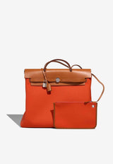 Hermès Herbag 39 in Orange Mecano Toile and Fauve Vache Hunter with Palladium Hardware