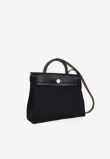 Hermès Herbag Zip Retourne 31 in Black Toile and Blue Indigo Vache Hunter with Palladium Hardware