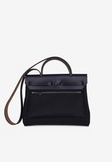 Hermès Herbag Zip Retourne 31 in Black Toile and Blue Indigo Vache Hunter with Palladium Hardware