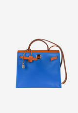 Hermès Herbag Zip Retourne 31 in Blue Frida Toile Berline and Vache Naturelle with Palladium Hardware