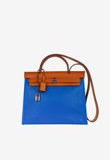 Hermès Herbag Zip Retourne 31 in Blue Frida Toile Berline and Vache Naturelle with Palladium Hardware