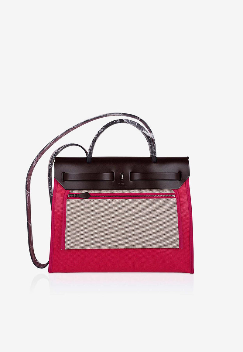 Hermès Herbag Zip Retourne 31 in Rose Shocking Toile Berline and Rouge Sellier Vache Hunter with Palladium Hardware