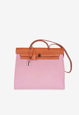 Hermès Herbag 39 in Rose Sakura Toile and Vache Hunter with Palladium Hardware