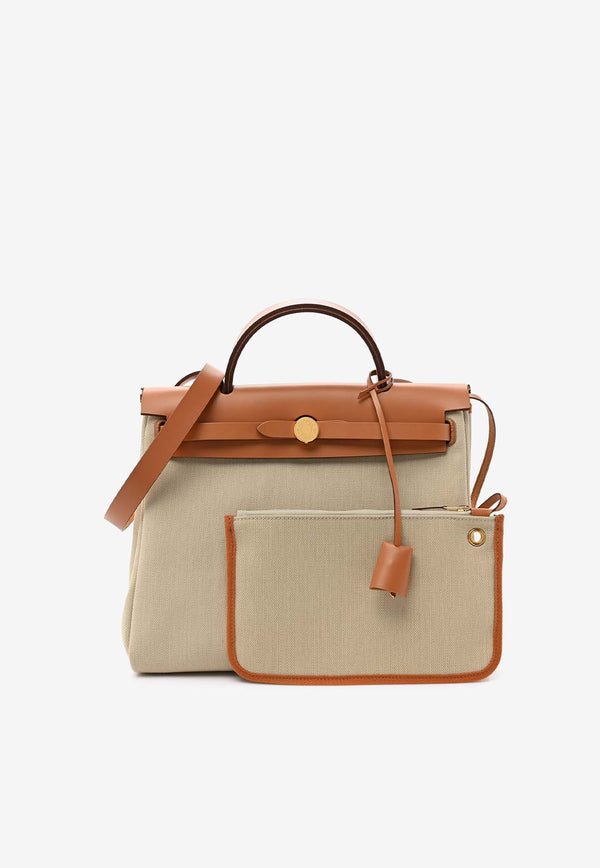 Hermès Herbag Zip Retourne 31 in Beton Toile and Naturel Vache Hunter with Gold Hardware