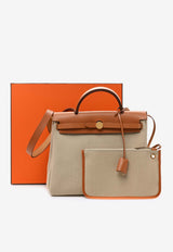 Hermès Herbag Zip Retourne 31 in Beton Toile and Naturel Vache Hunter with Gold Hardware