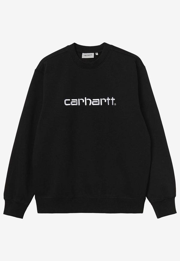 Carhartt Wip Logo Embroidered Sweatshirt Black I030546BLACK