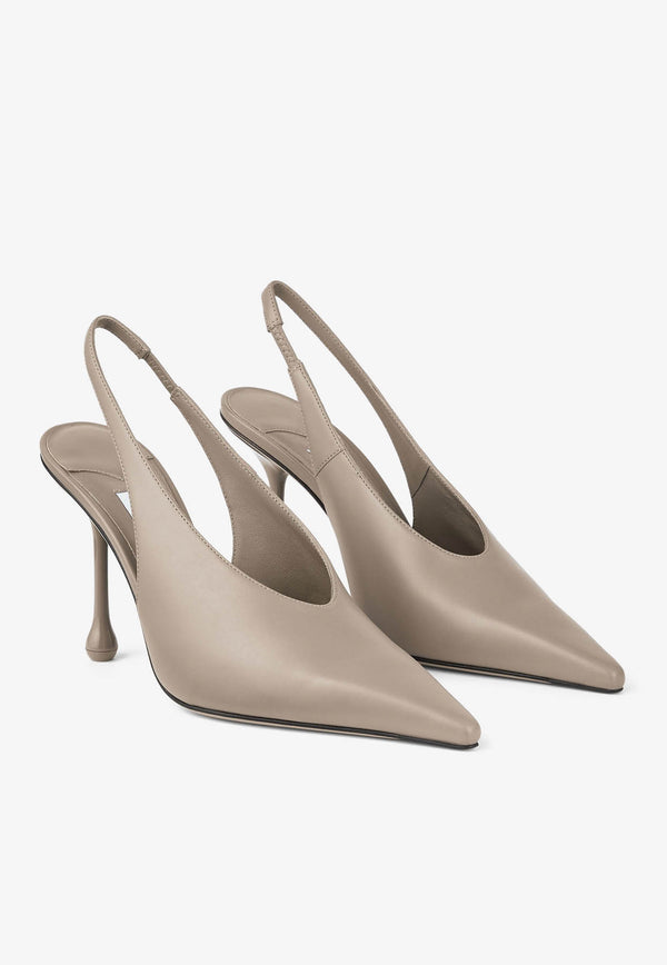 Jimmy Choo Isa 95 Leather Slingback Pumps ISA 95 CLF TAUPE