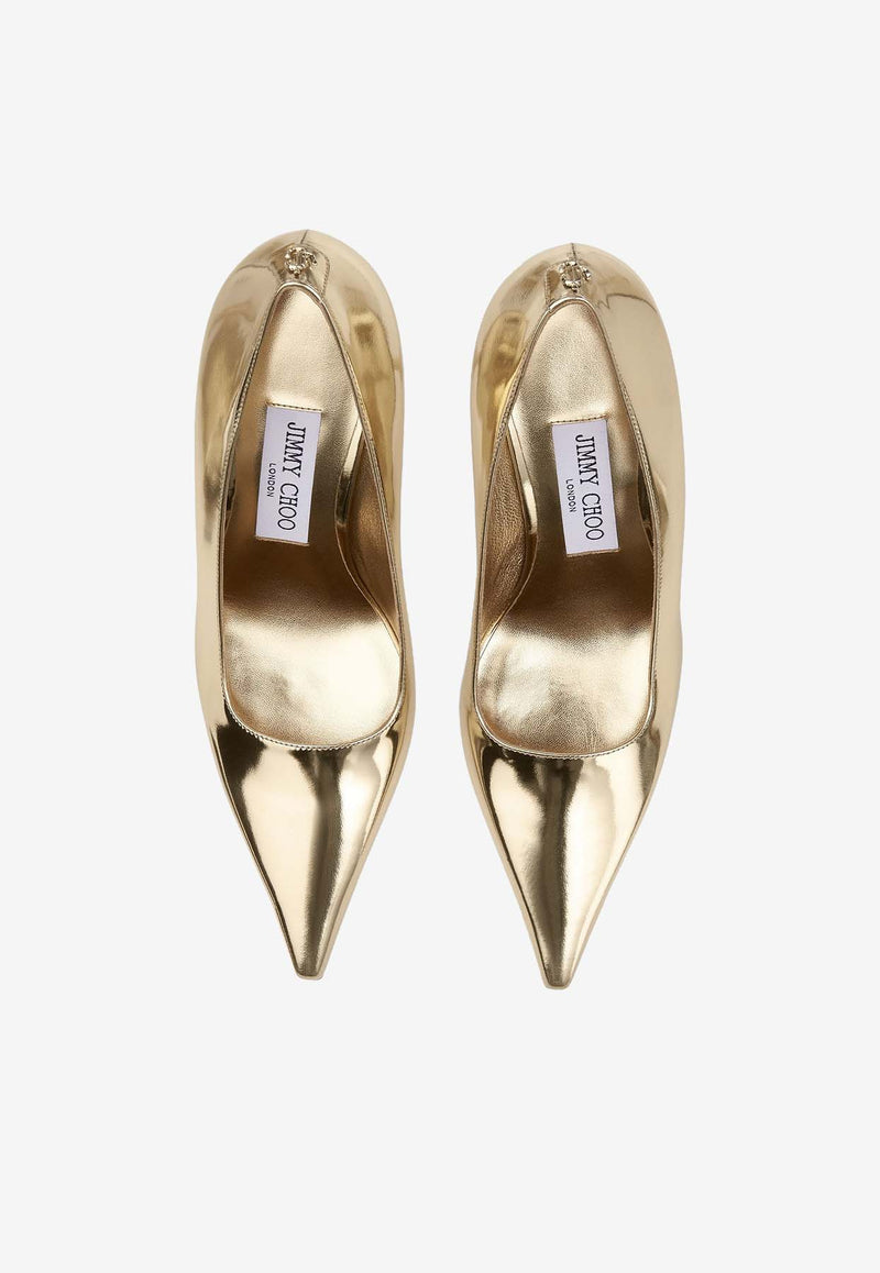 Jimmy Choo Ixia 95 Metallic Leather Pumps IXIA 80 QUI GOLD Gold