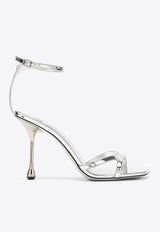 Jimmy Choo Ixia 95 Metallic Leather Sandals Silver IXIASANDAL95QUI/O_JIMCH-SI