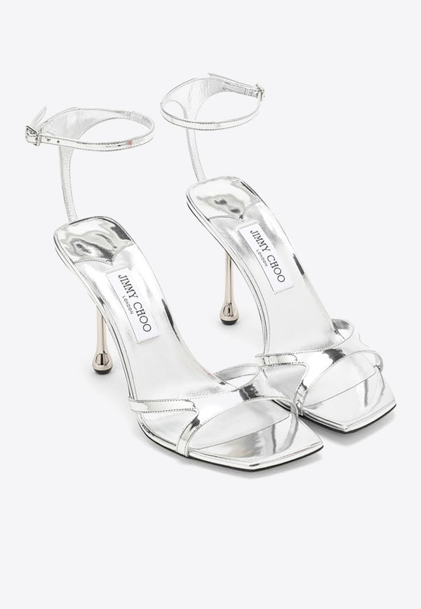 Jimmy Choo Ixia 95 Metallic Leather Sandals Silver IXIASANDAL95QUI/O_JIMCH-SI